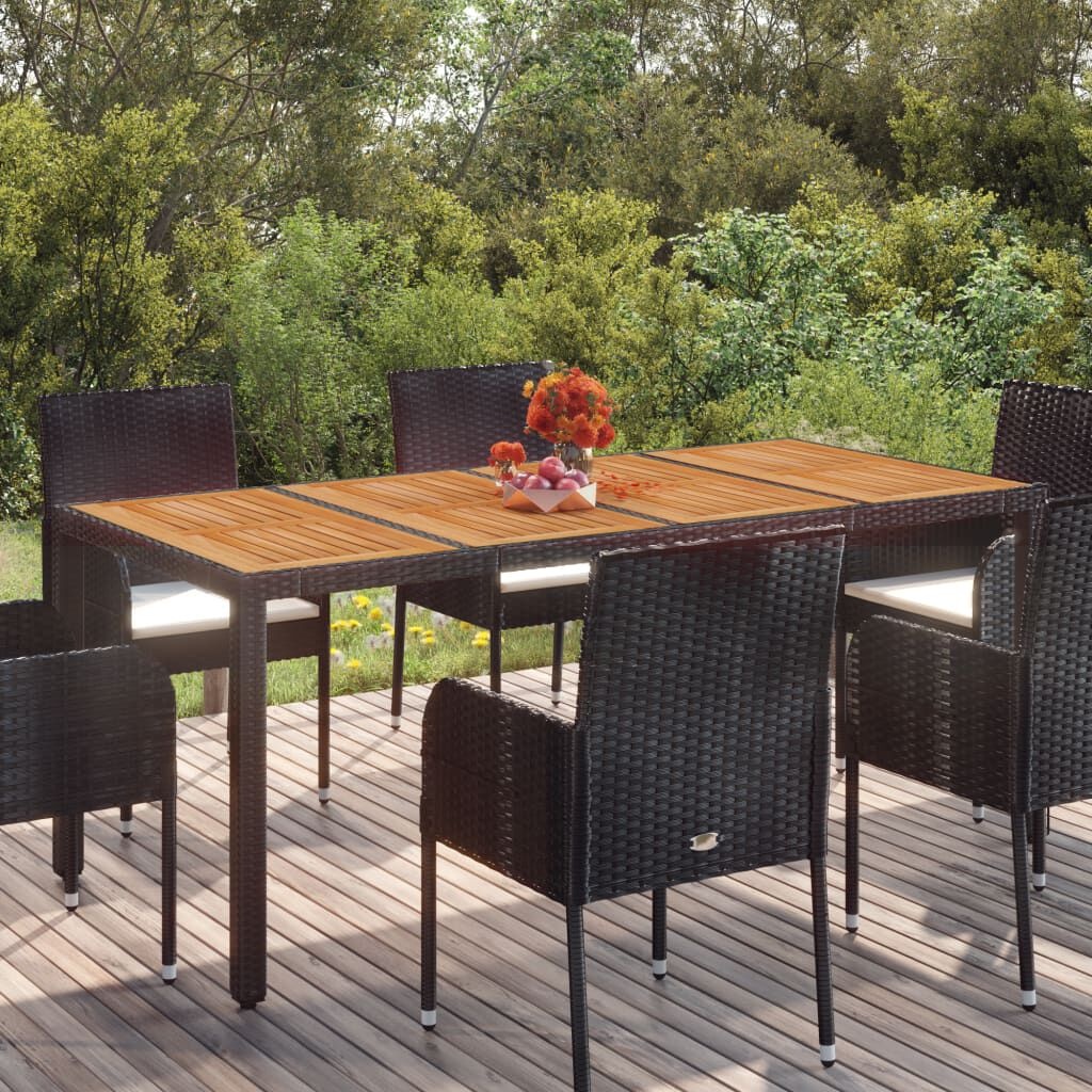 vidaXL Tuintafel Zwart Rattan 190cm - 35% Korting!