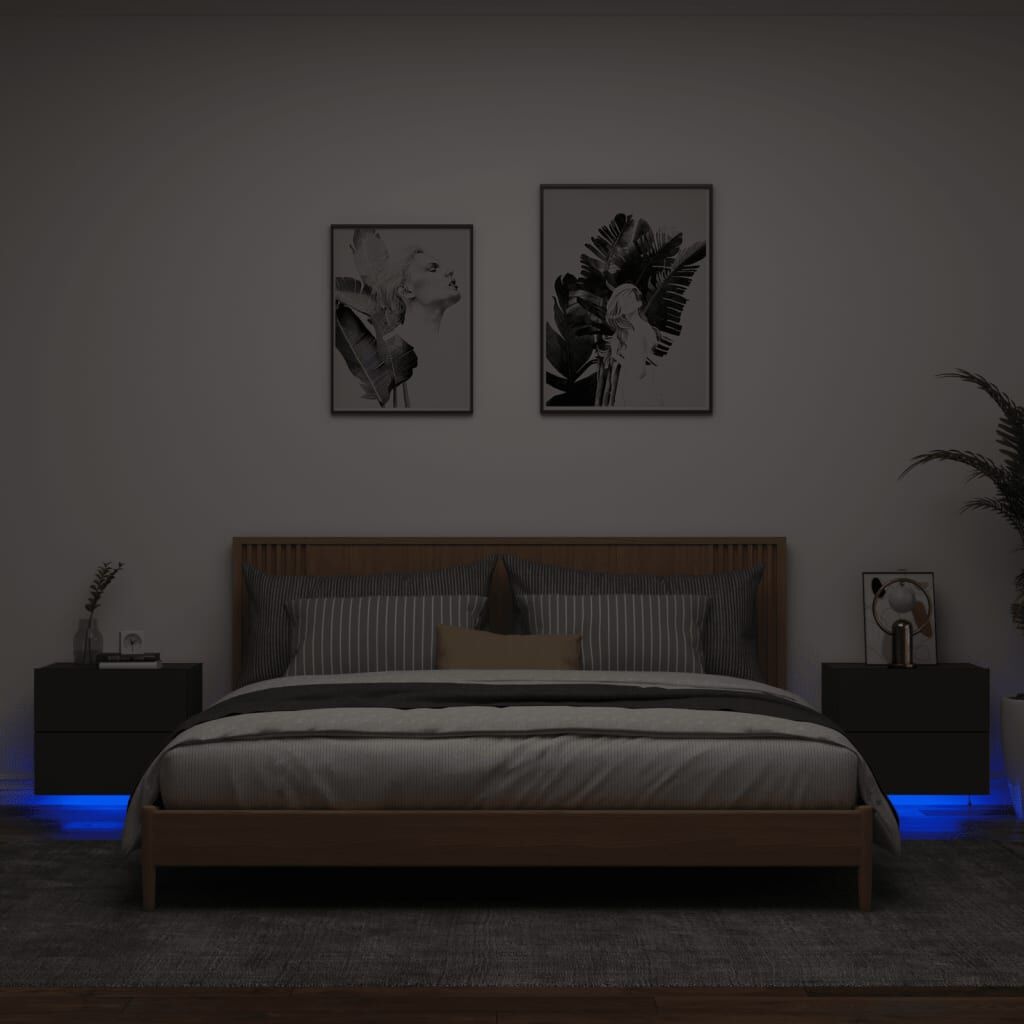 vidaXL Nachtkastjes LED Zwart (2x) - 42% Korting!