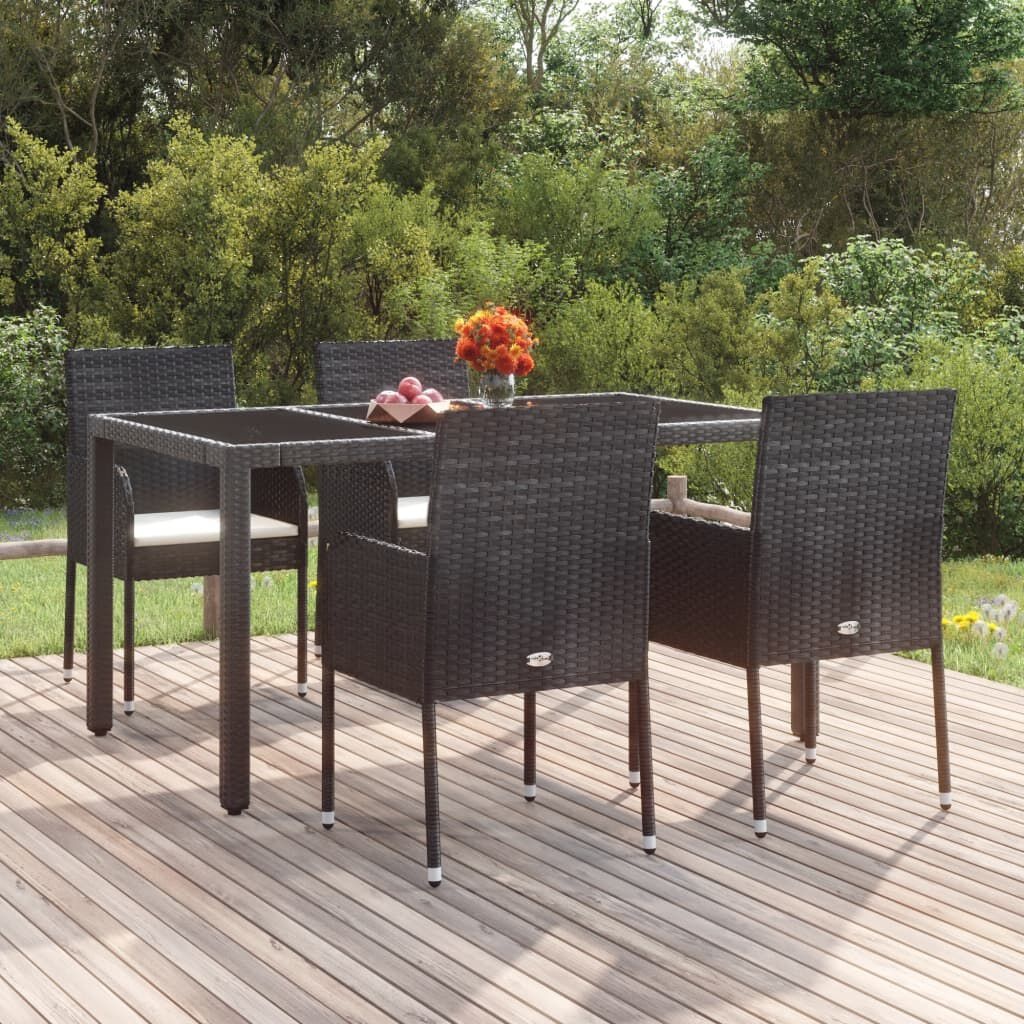 VidaXL Tuinstoelen 4 st Zwart Rattan + Kussens - 35% Korting!