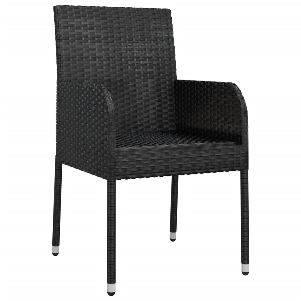 VidaXL Tuinstoelen 4 st Zwart Rattan + Kussens - 35% Korting!