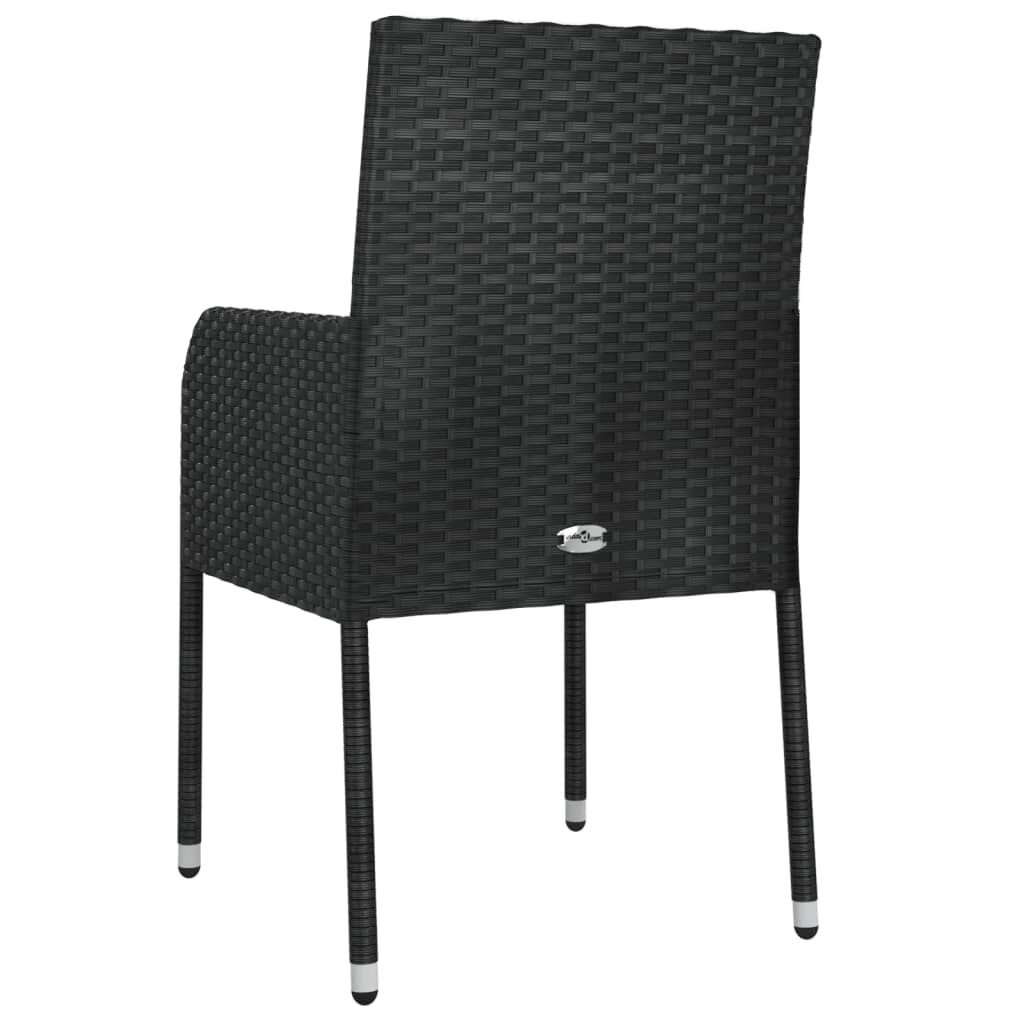 VidaXL Tuinstoelen 4 st Zwart Rattan + Kussens - 35% Korting!