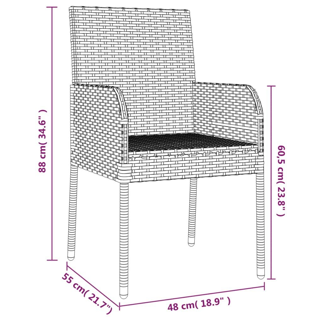 VidaXL Tuinstoelen 4 st Zwart Rattan + Kussens - 35% Korting!