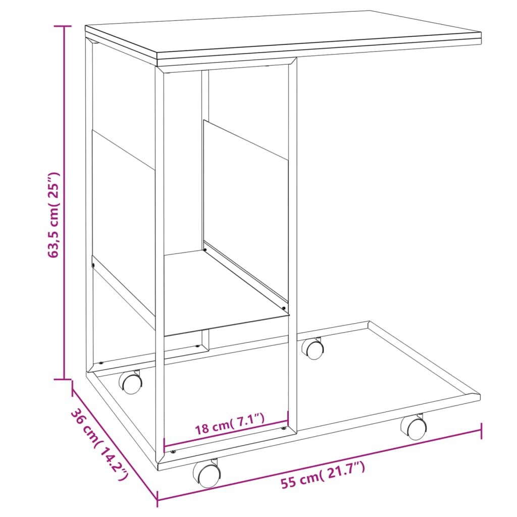 vidaXL Bijzettafel Wit - 55x36x63,5cm - 35% Korting!
