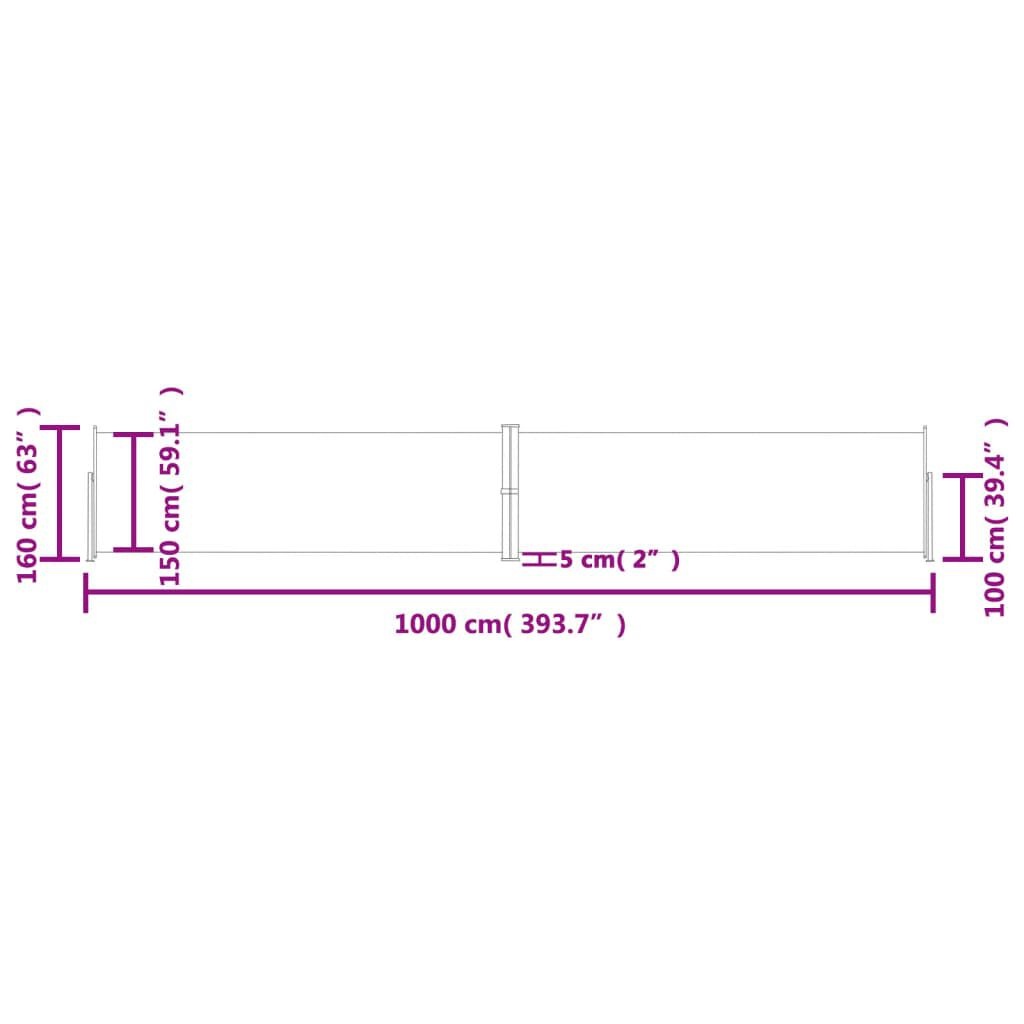 vidaXL Uittrekbaar Windscherm 160x1000cm Zwart - 45% Korting!