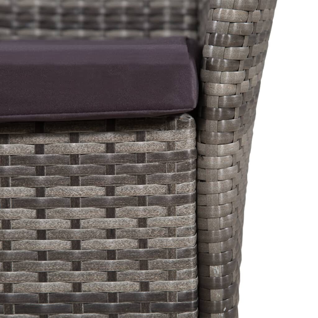 vidaXL Tuinstoel + Kruk Rattan Grijs incl. Kussens -35%