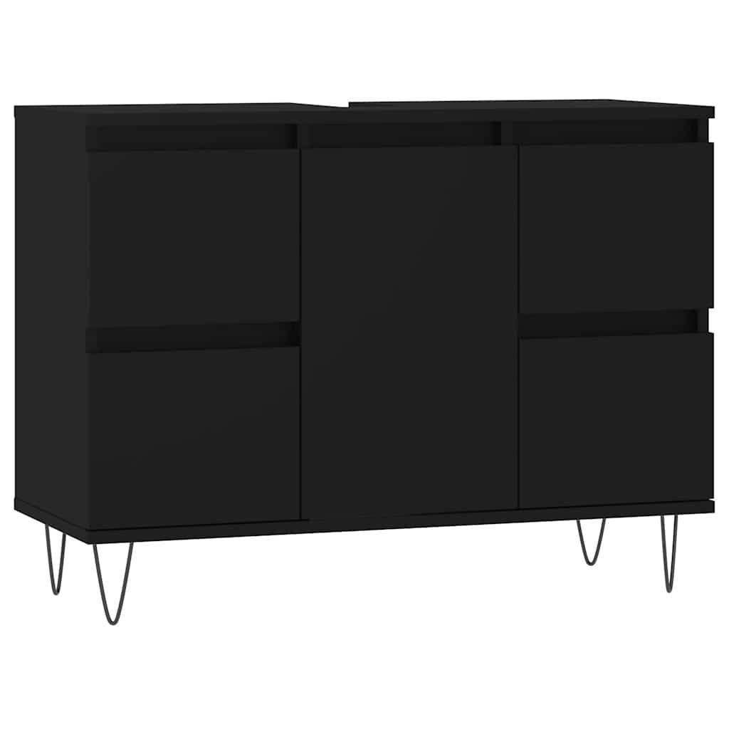vidaXL Badkamerkast Zwart 80cm - 35% Korting! Zo Goed Als Nieuw