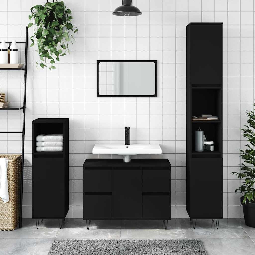 vidaXL Badkamerkast Zwart 80cm - 35% Korting! Zo Goed Als Nieuw