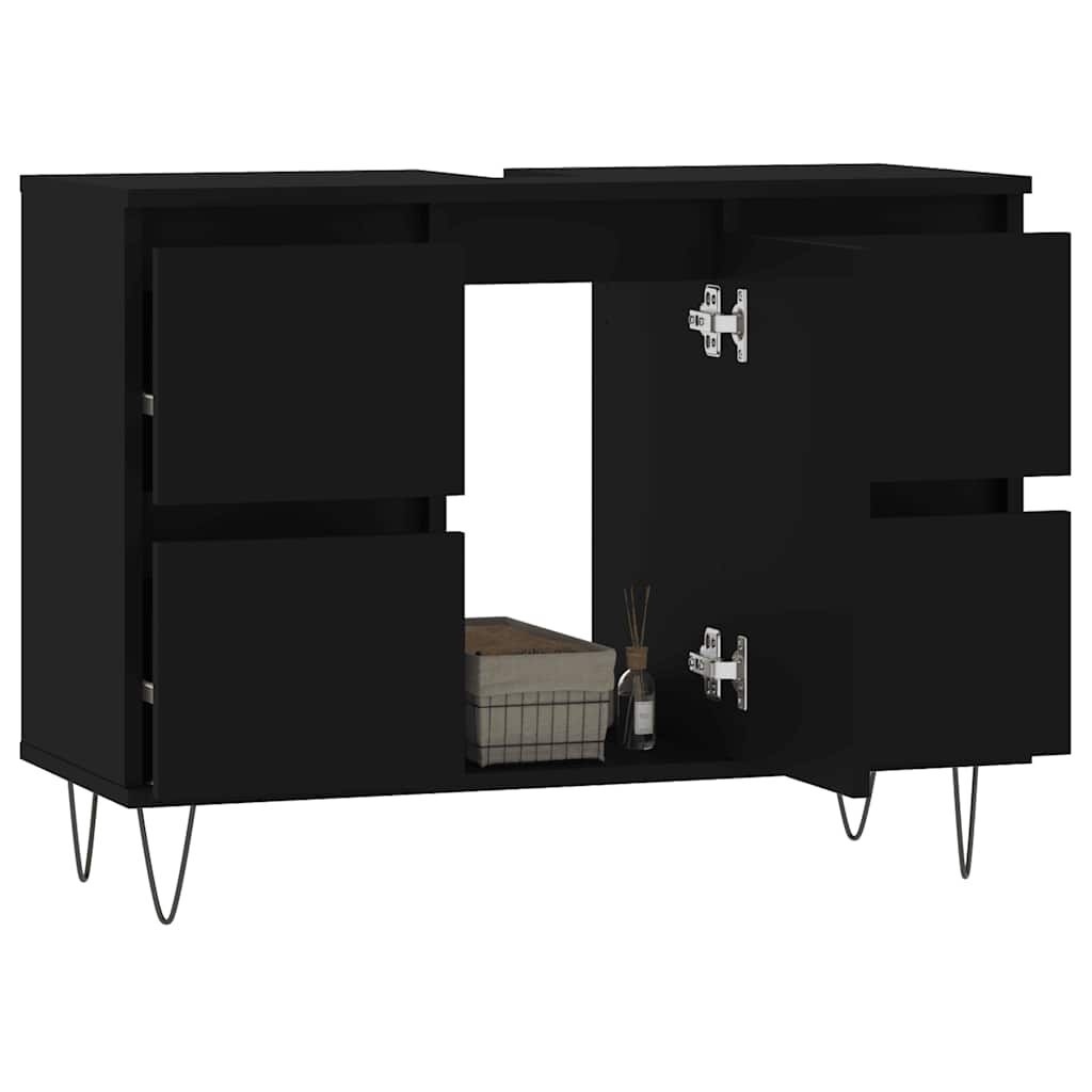vidaXL Badkamerkast Zwart 80cm - 35% Korting! Zo Goed Als Nieuw