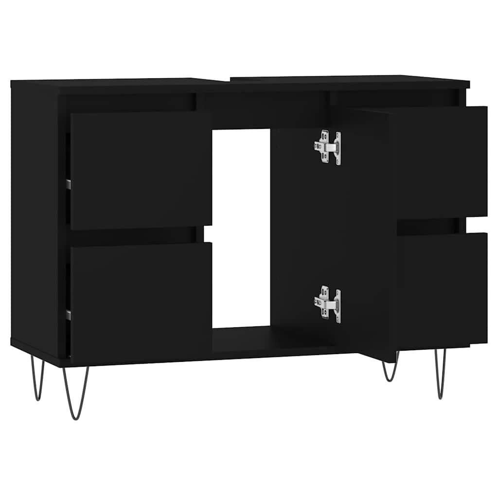 vidaXL Badkamerkast Zwart 80cm - 35% Korting! Zo Goed Als Nieuw