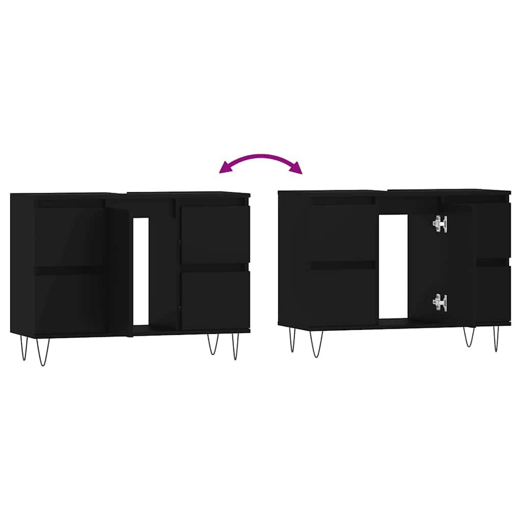 vidaXL Badkamerkast Zwart 80cm - 35% Korting! Zo Goed Als Nieuw
