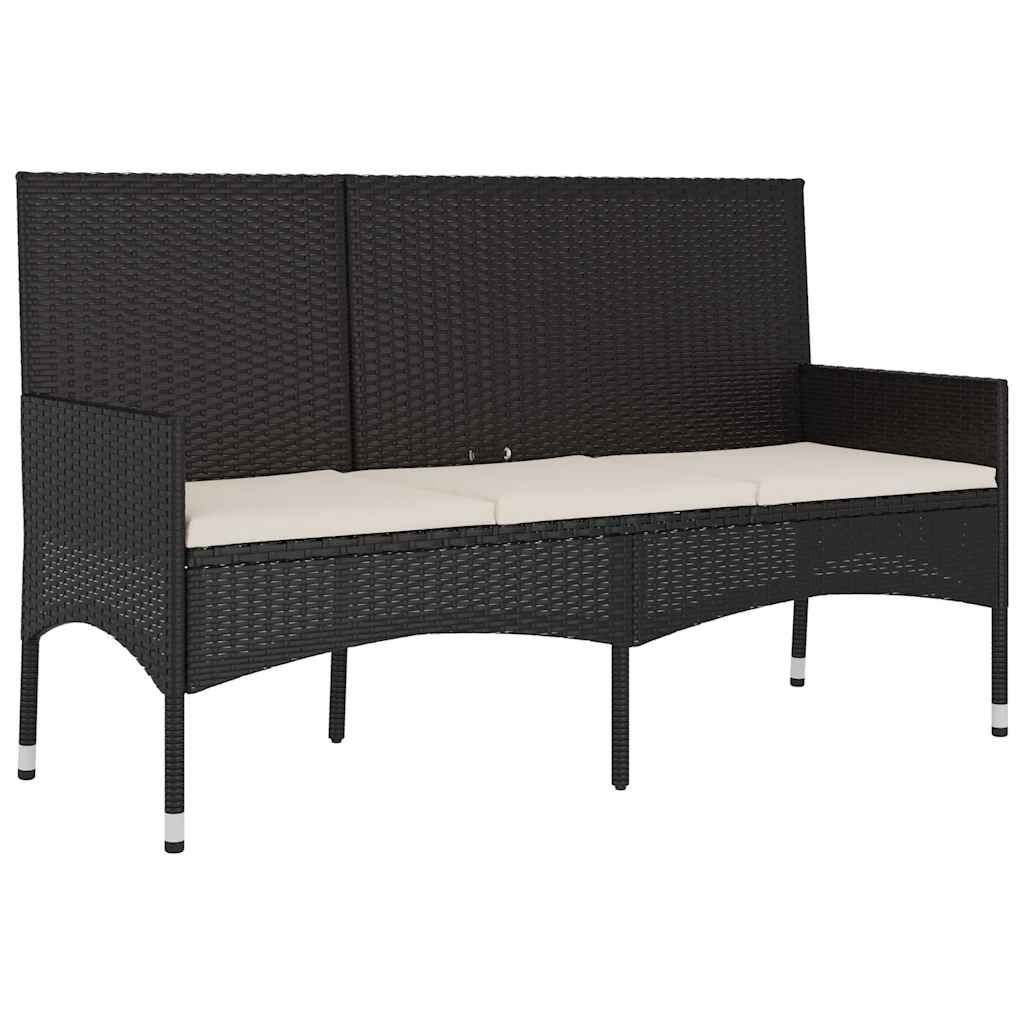 vidaXL Tuinbank Zwart Rattan + Kussens -35% Korting!