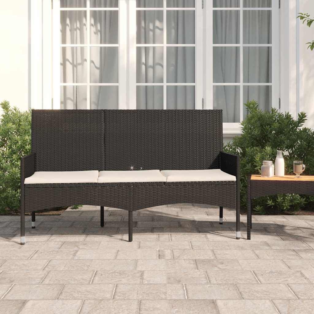 vidaXL Tuinbank Zwart Rattan + Kussens -35% Korting!