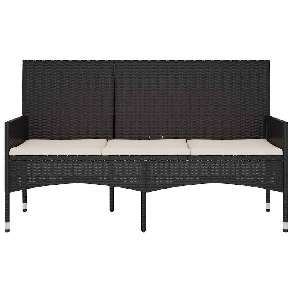 vidaXL Tuinbank Zwart Rattan + Kussens -35% Korting!