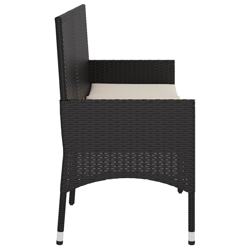 vidaXL Tuinbank Zwart Rattan + Kussens -35% Korting!