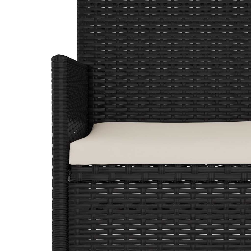 vidaXL Tuinbank Zwart Rattan + Kussens -35% Korting!