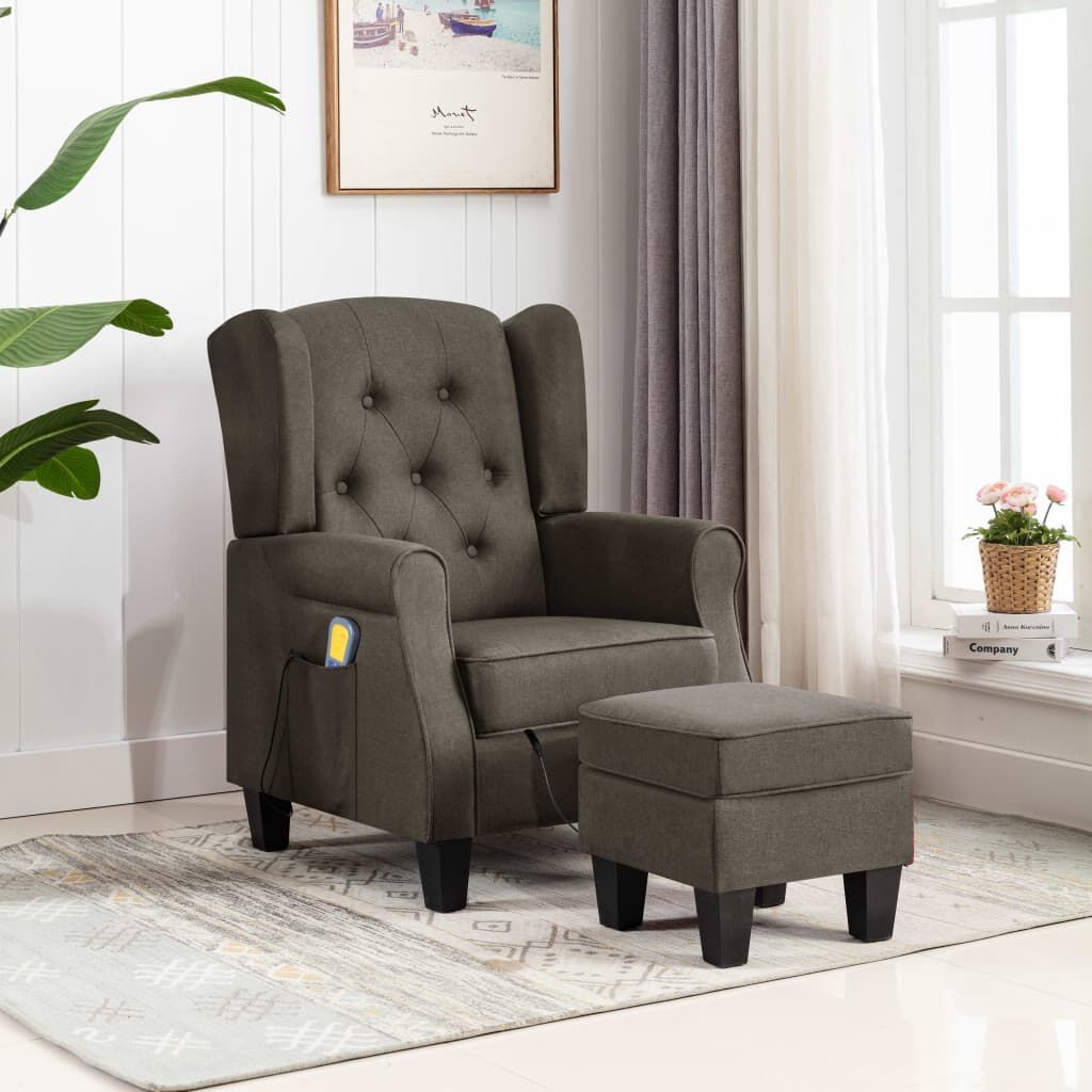 vidaXL Massagestoel Taupe met Voetenbank - 42% Korting!