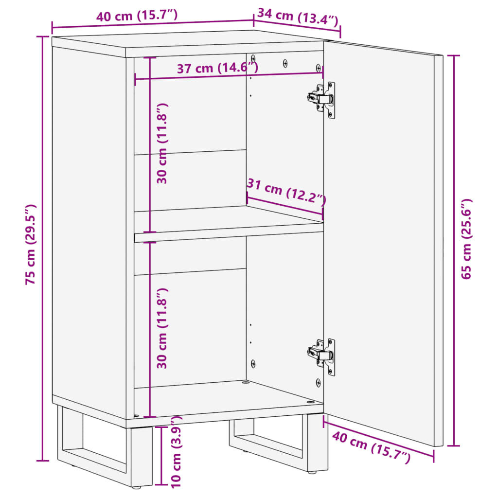 vidaXL Dressoir Mangohout 40x34x75cm - 42% Korting!