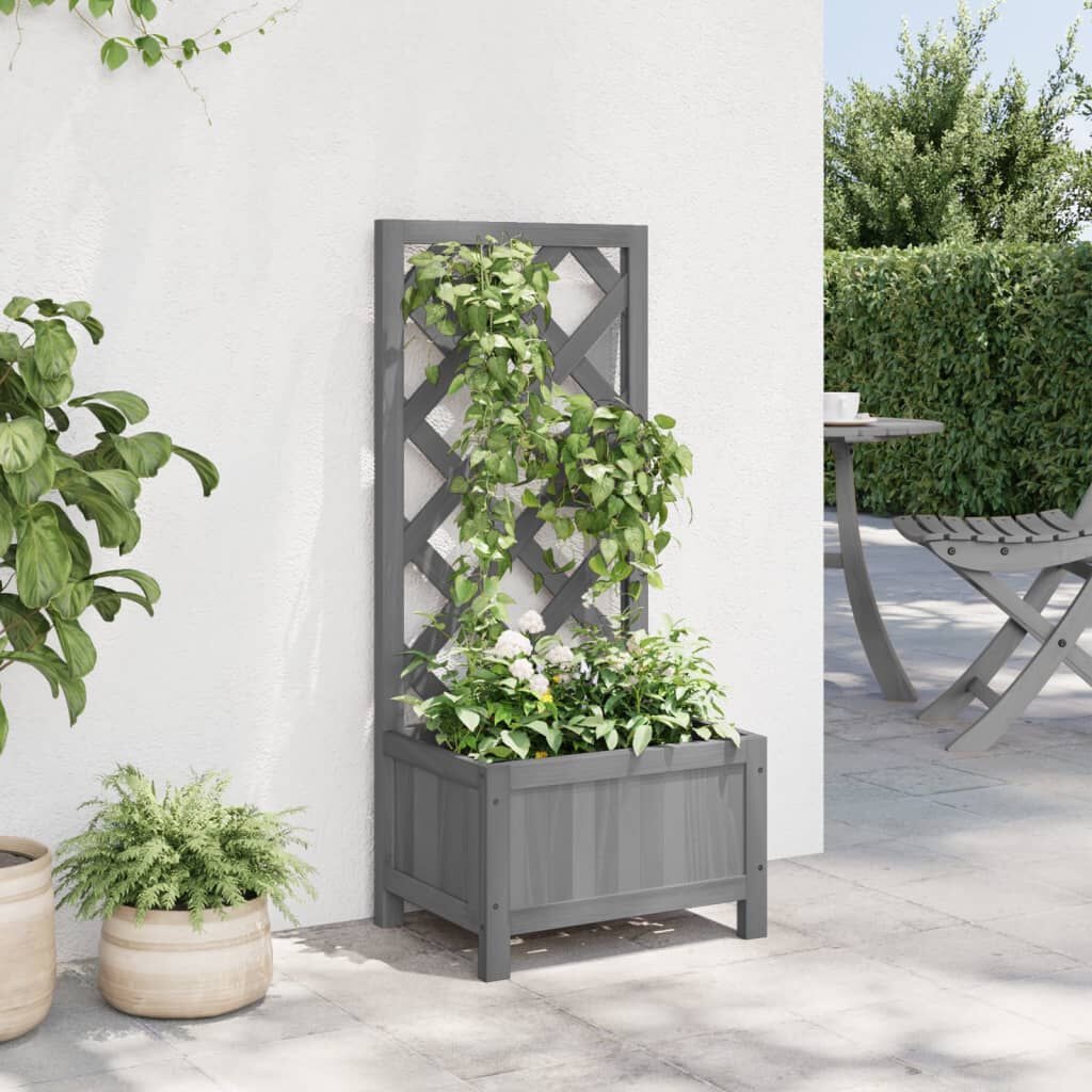 VidaXL Plantenbak met Latwerk Vurenhout Grijs -35%