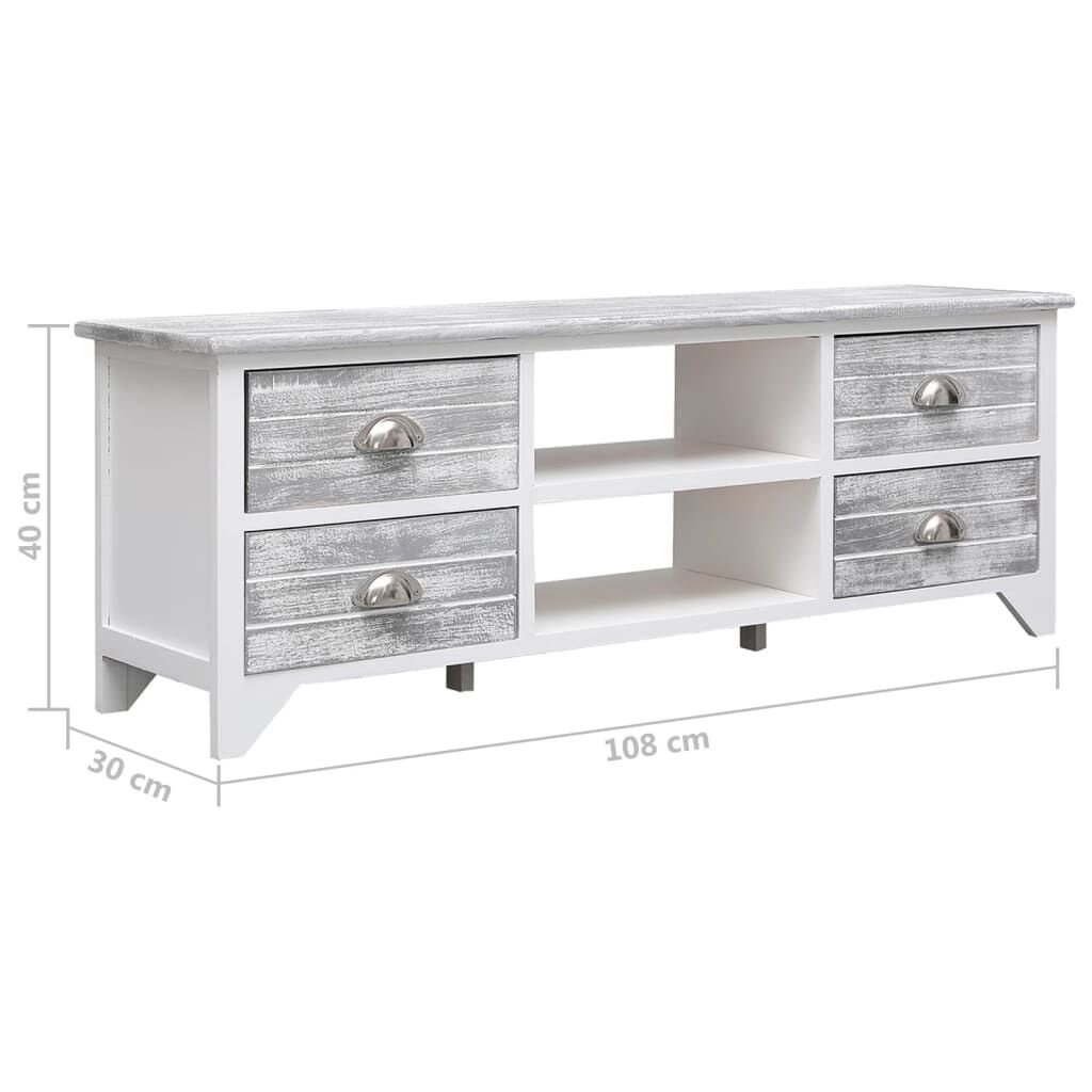 VidaXL TV-meubel Wit/Grijs 108cm - 53% Korting!