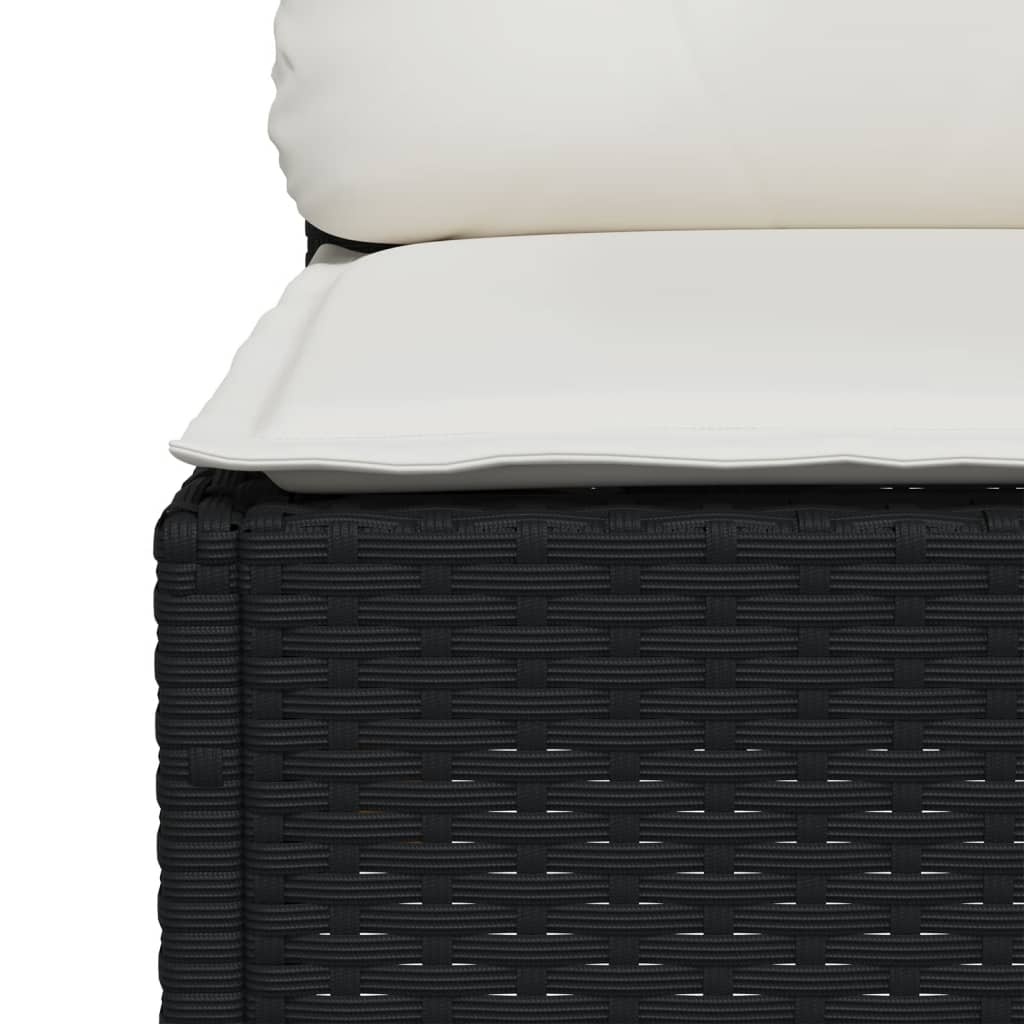 Tuinhoekbank Poly Rattan Zwart m. Kussens -35%