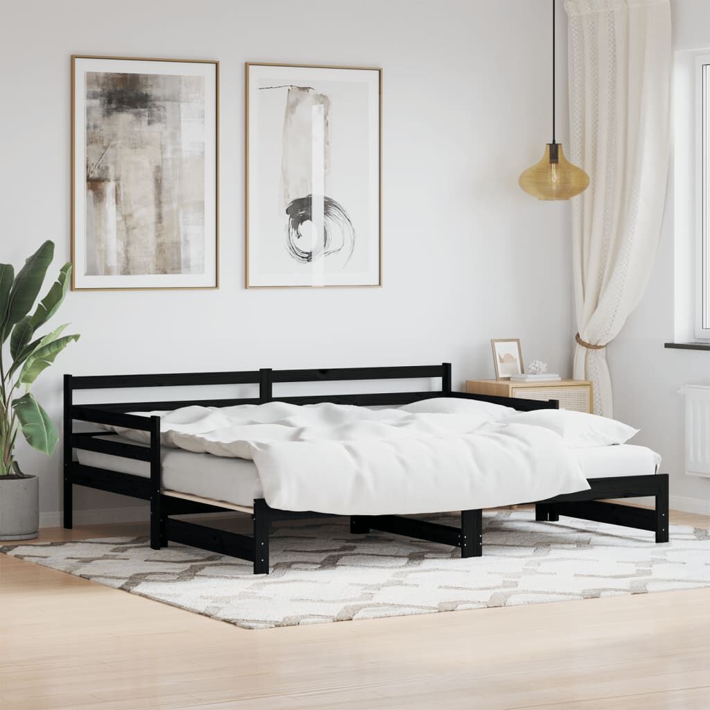 VidaXL Slaapbank met Onderschuifbed Zwart 90x200 - 35% Korting!
