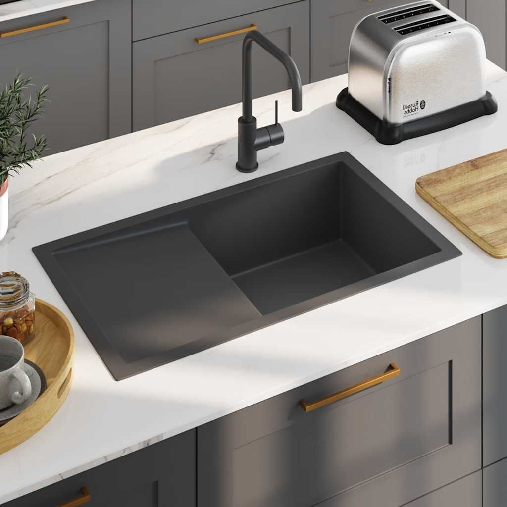 vidaXL Handgemaakte Spoelbak Zwart RVS - 42% Korting!
