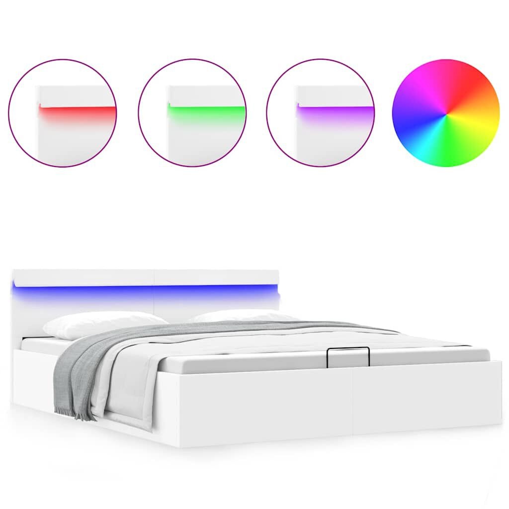 vidaXL LED Bed 160x200 Wit Kunstleer - Incl. Opslag - 35% Korting!