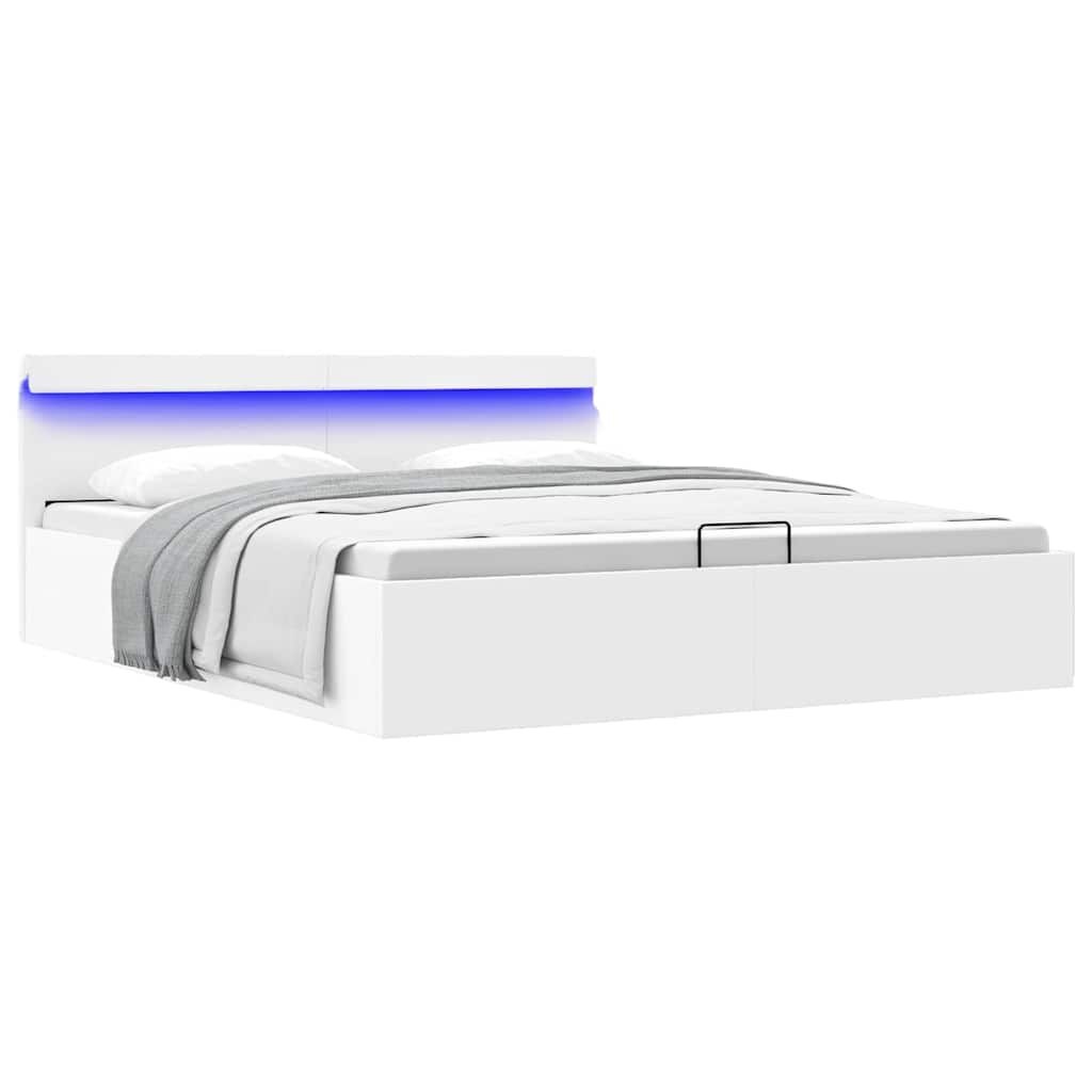 vidaXL LED Bed 160x200 Wit Kunstleer - Incl. Opslag - 35% Korting!