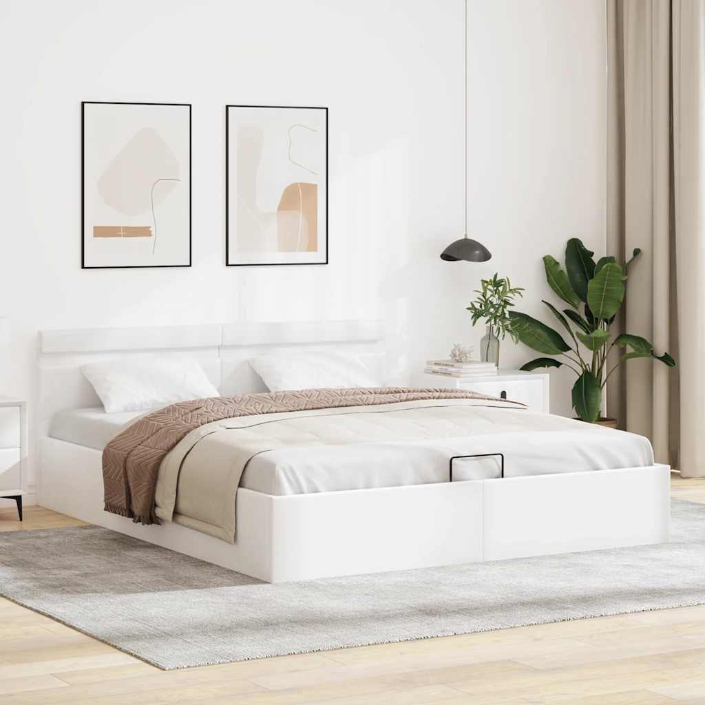 vidaXL LED Bed 160x200 Wit Kunstleer - Incl. Opslag - 35% Korting!