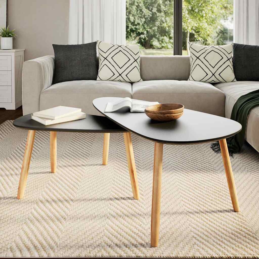 VidaXL Salontafelset Grenenhout Zwart - 57% Korting!