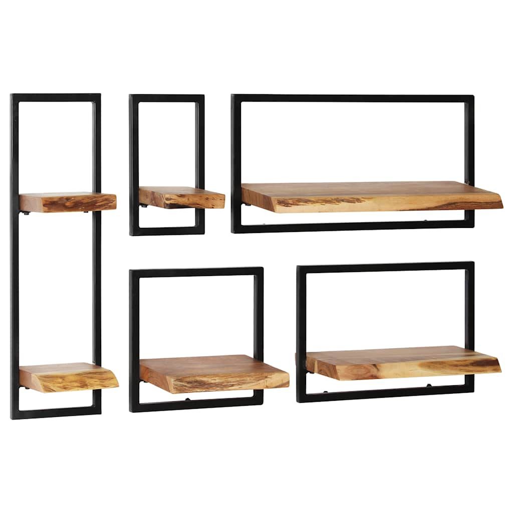 vidaXL Wandschappenset Acaciahout & Staal - 5-delig - 35% Korting!