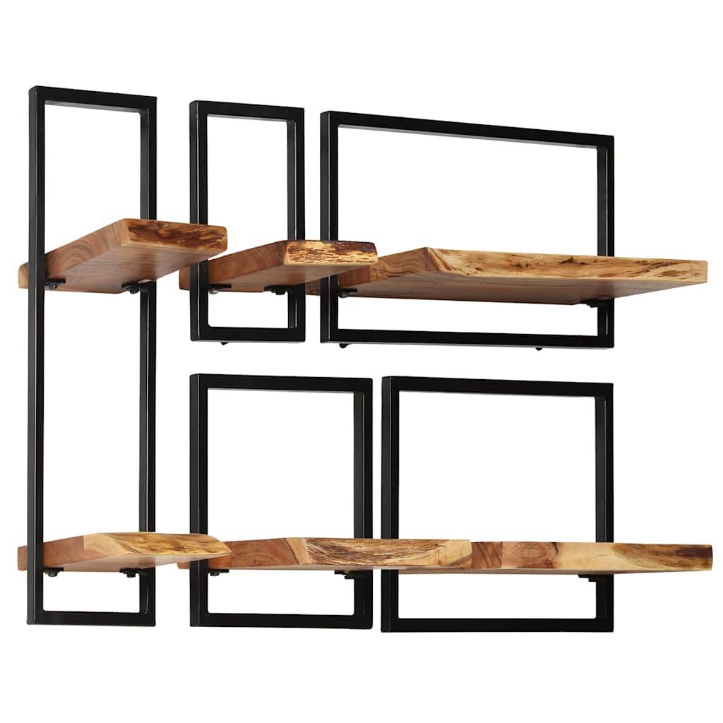 vidaXL Wandschappenset Acaciahout & Staal - 5-delig - 35% Korting!