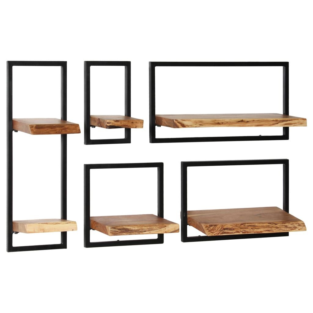 vidaXL Wandschappenset Acaciahout & Staal - 5-delig - 35% Korting!
