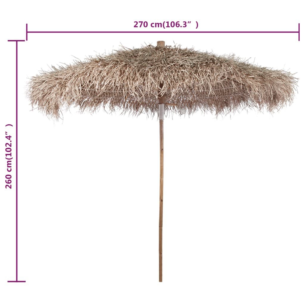 Bamboe Parasol Ø270cm - Bananenblad Dak - 35% Korting!