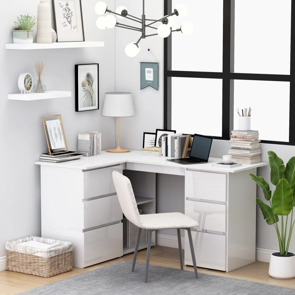 Hoekbureau Hoogglans Wit 145cm - 41% Korting!