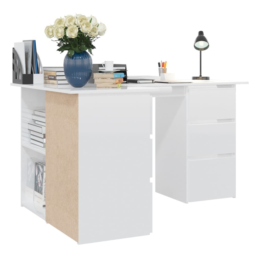 Hoekbureau Hoogglans Wit 145cm - 41% Korting!