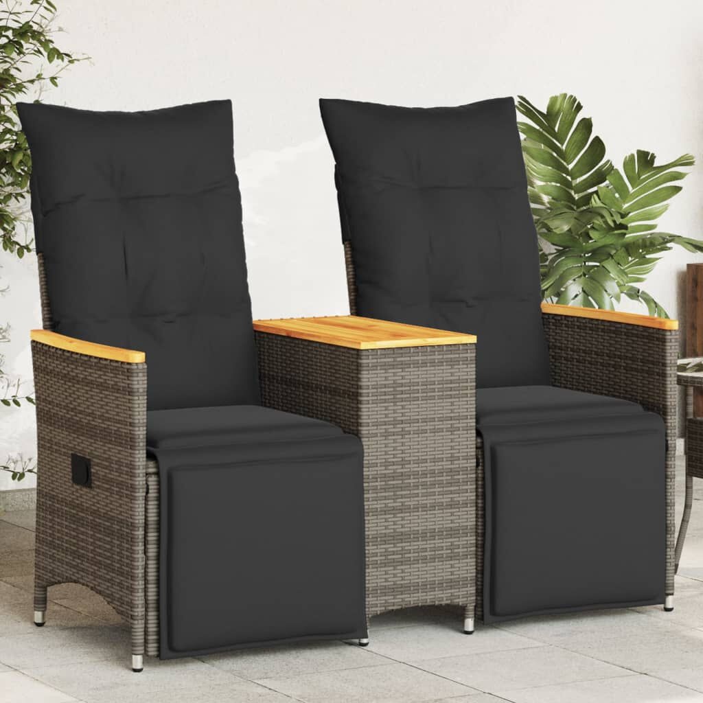 vidaXL Tuinbank 2-zits Grijs met Tafel & Kussens - 35% Korting!