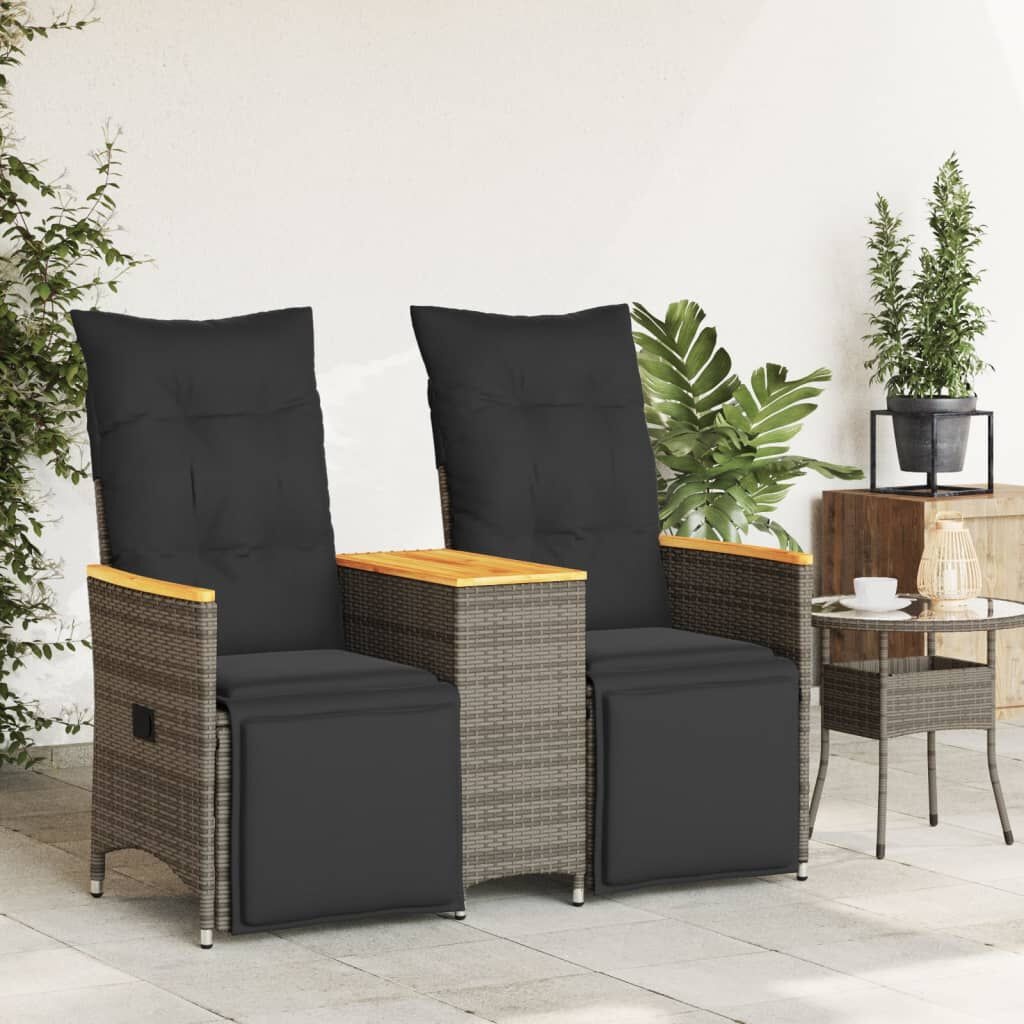 vidaXL Tuinbank 2-zits Grijs met Tafel & Kussens - 35% Korting!