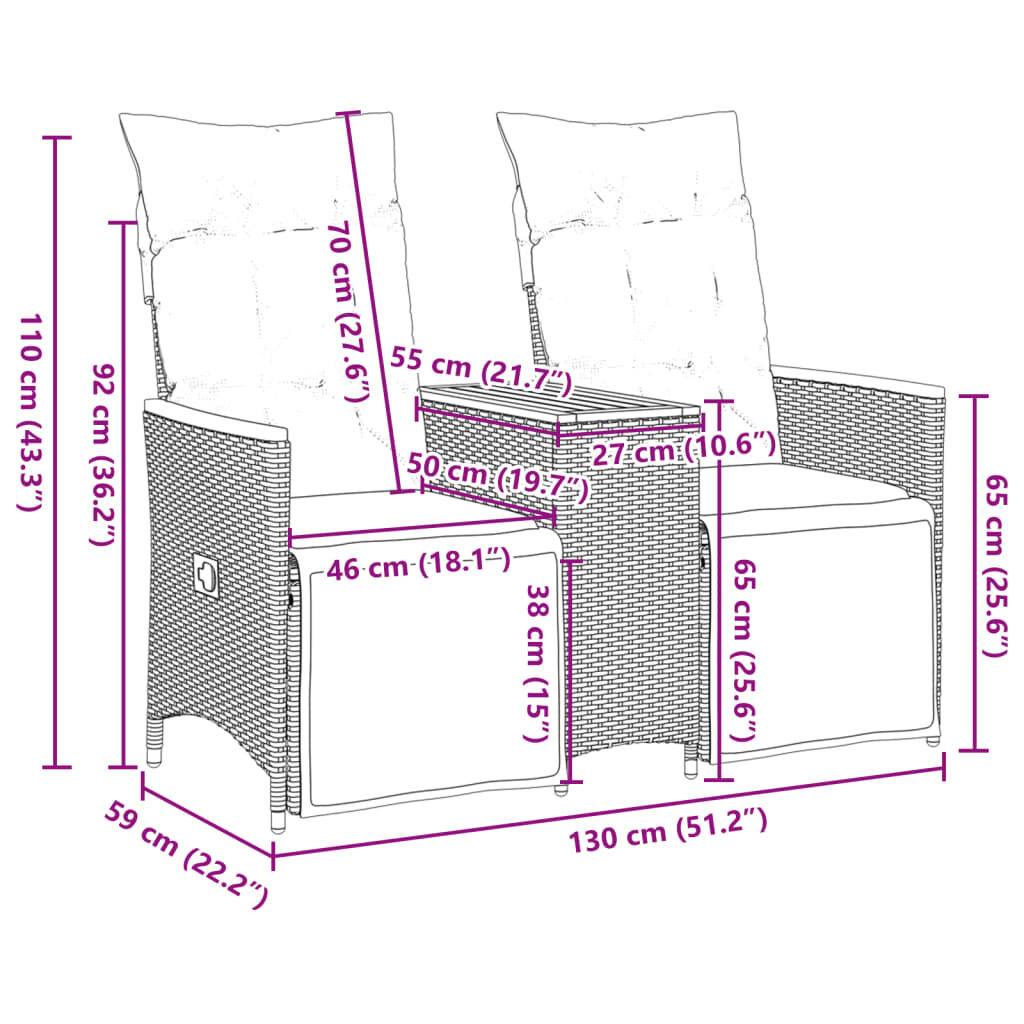 vidaXL Tuinbank 2-zits Grijs met Tafel & Kussens - 35% Korting!
