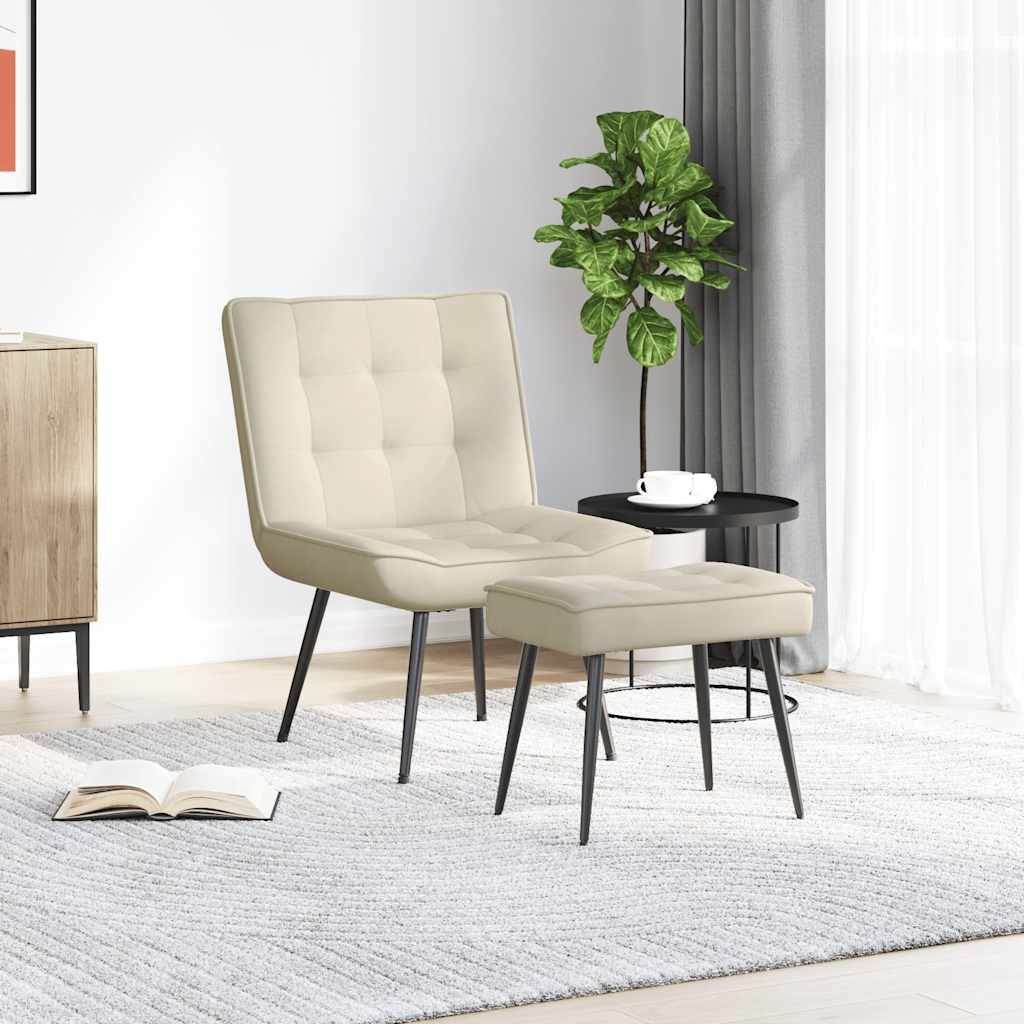 Relaxstoel + Voetenbank Crème - 35% Korting!