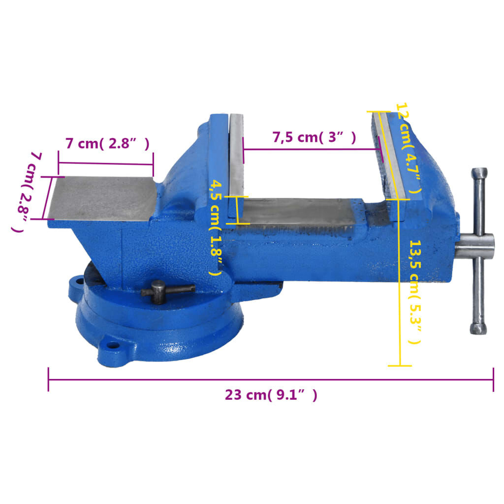 VidaXL Bankschroef 100mm Blauw - 35% Korting! Zo Goed Als Nieuw!