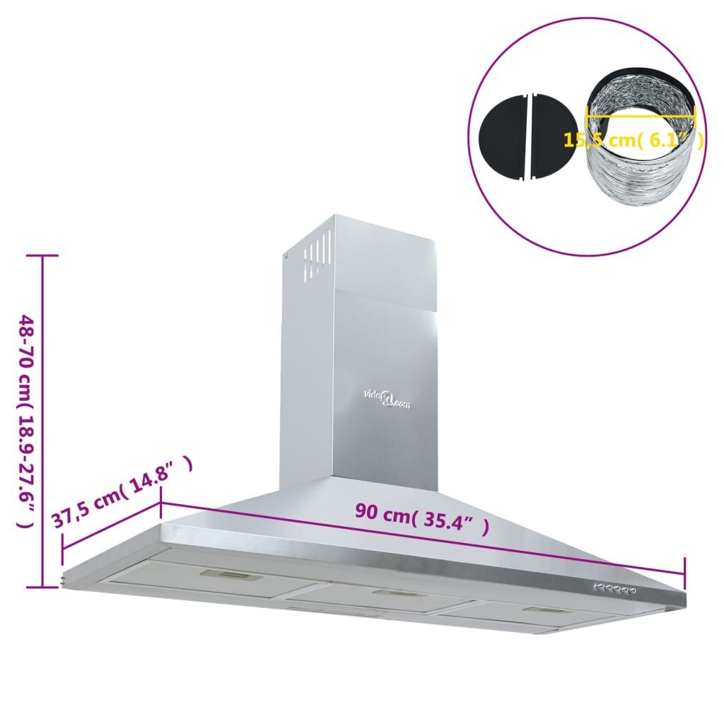 vidaXL Afzuigkap 90cm RVS - 35% Korting! Nieuwstaat Retour