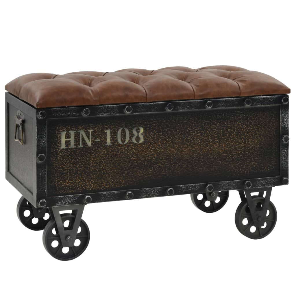 vidaXL Opbergbankje Hout/Kunstleer - Bruin - 35% Korting!