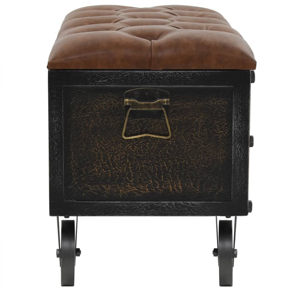 vidaXL Opbergbankje Hout/Kunstleer - Bruin - 35% Korting!
