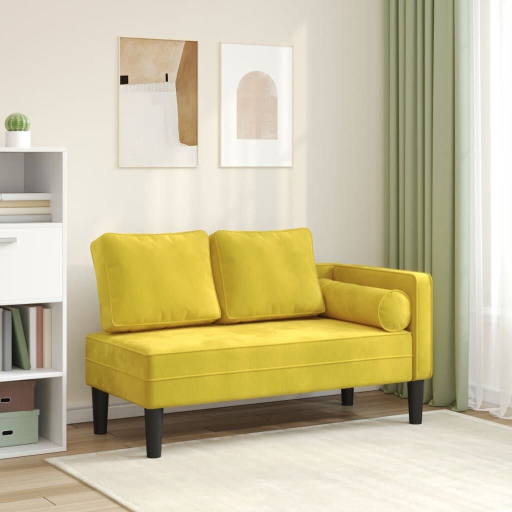 VidaXL Gele Fluwelen Chaise Longue met Kussens - 35% Korting!