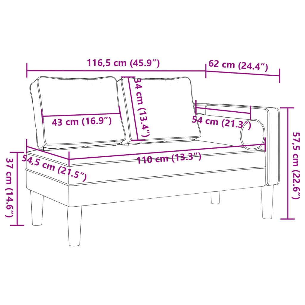 VidaXL Gele Fluwelen Chaise Longue met Kussens - 35% Korting!
