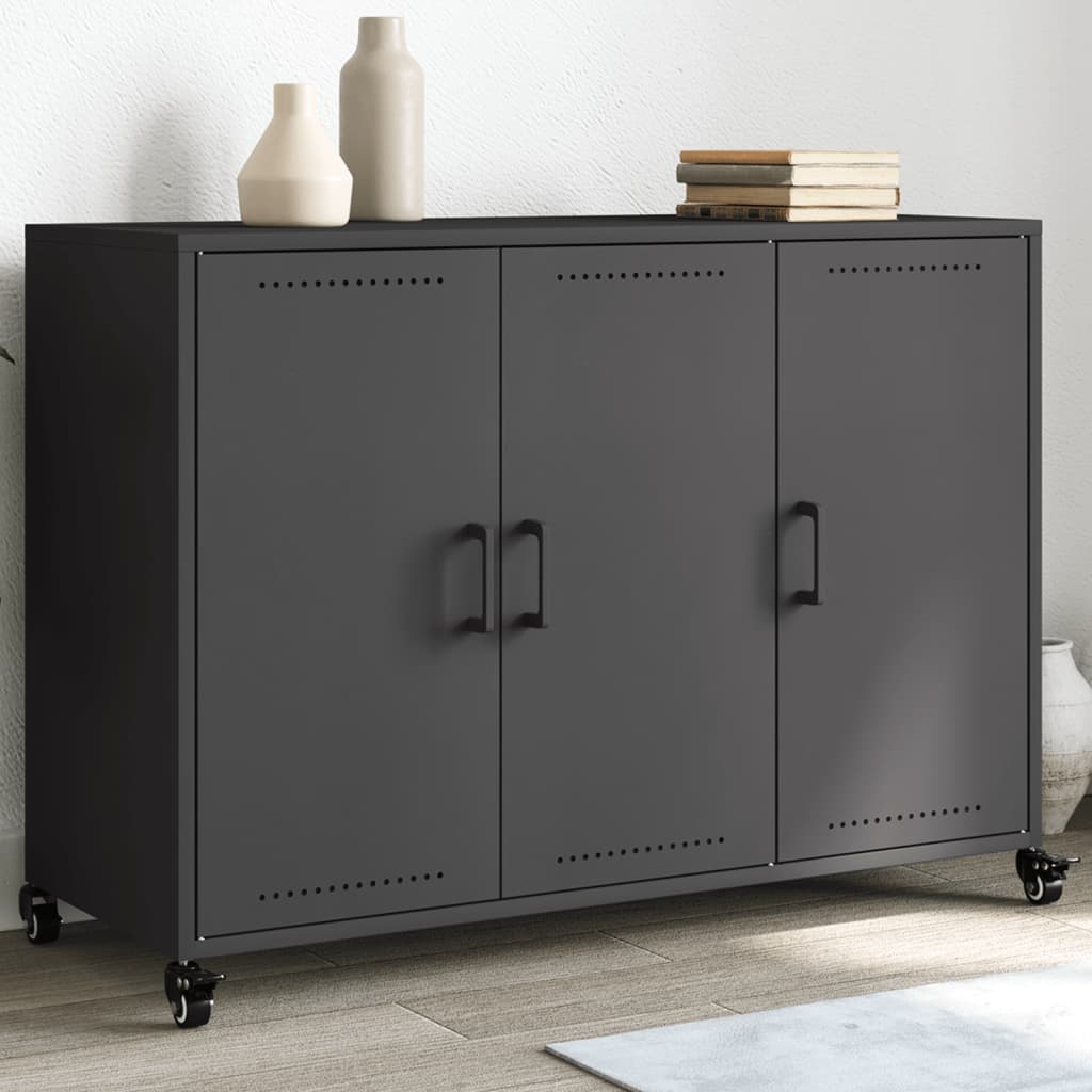 vidaXL Dressoir Zwart Staal 100cm - 35% Korting!