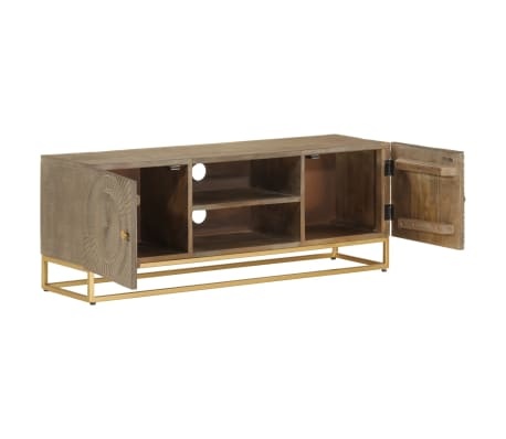 TV Meubel Massief Mangohout & IJzer 110cm - 35% Korting!