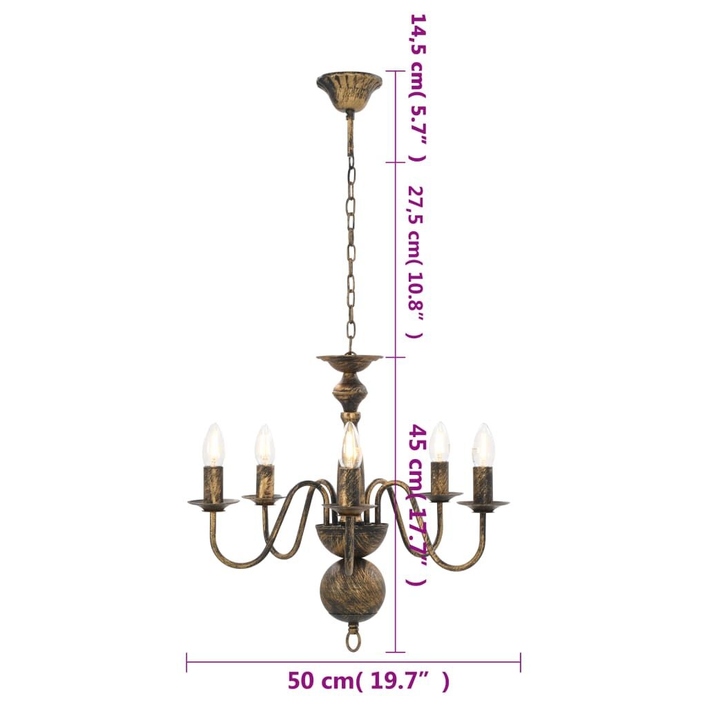 Kroonluchter Antiek Zwart - 5xE14 - 35% Korting!