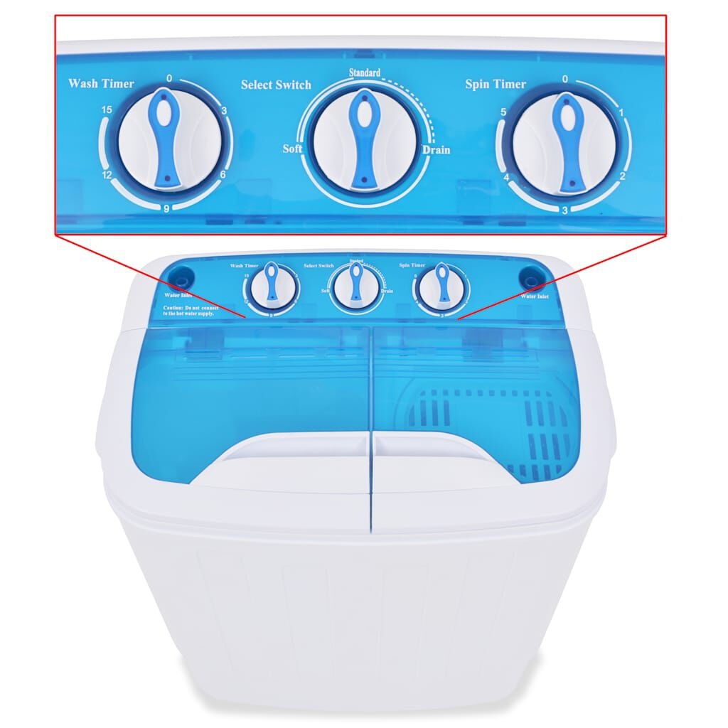 VidaXL Mini Wasmachine Dubbel - 5,6kg - 35% Korting!